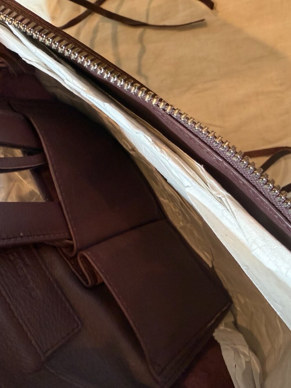 Balenciaga Burgundy Leather Zip Clutch with Silver Hardware - Picture 4 of 4